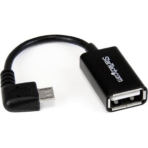 StarTech.com 5in Right Angle Micro USB to USB OTG Host Adapter M/F - Angled Micro USB Male to USB A Female On-The-Go Host Cable Adapter (UUSBOTGRA), Black (Pack of 3) in Kuwait