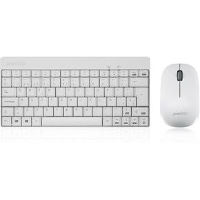 Perixx PERIDUO-712WES Mini Pack de Teclado y Ratón Inalámbrico Combo - Color Blanco - Español QWERTY