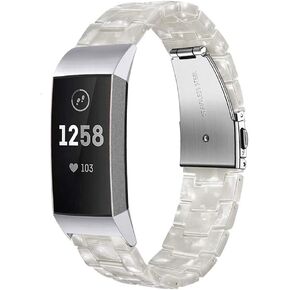 أربطة Wongeto من الراتنج متوافقة مع Fitbit Charge 3 / Charge 4/ Charge 3 SE Band، ملحقات معصم بديلة بإبزيم ذهبي وردي وأشرطة للياقة البدنية وأساور معصم للنساء والرجال (وردي)