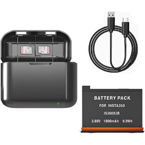 محور شاحن بطارية سريع لكاميرا Insta 360 X3، محور شاحن بطارية لكاميرا Insta 360 X3 مع فتحات بطاقة Misro SD وكابل USB من النوع C، حزمة واحدة من بطارية Insta 360 X3 in Kuwait