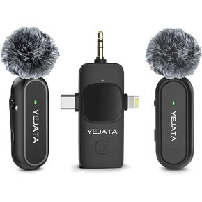 YEJATA Lavalier Microphone for iOS/Android Phone/Camera/Computer/Laptop, Professional Dual Lapel Microphone with Lightning/USB-C/3.5mm/USB Plug for Video Recording, Vlog, YouTube, TikTok in Saudi Arabia