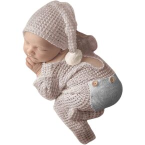 Fashion Luxury Newborn Boy Girl Baby Photo Shoot Props Outfits Crochet Clothes Long Tail Hat Pants Photography Shoot Props