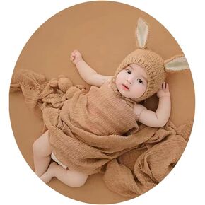 Newborn Baby Photography Stretch Wrap Newborn Photo Blanket Newborn Photography Props for Boy Girl Photoshoot Swaddle (Beige)
