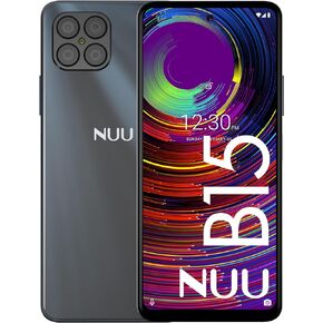 NUU B15 Unlocked Android Cell Phone, Dual SIM 4G, 6.78'' Full HD+ Display, 90Hz, Quad-Camera 48 MP, 4GB + 128GB, 5000 mAh, 18W Fast Charge, Black, US Warranty & Hotline Support in Kuwait