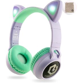 PowerLocus Bluetooth Headphones for Kids, Wireless Bluetooth Headphones, Kid Headphones Over Ear with LED, Foldable Headset with Mic,Volume Limited, Wireless/Wired Headphone for Phones,Tablets,Laptop