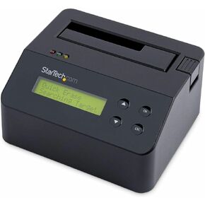 StarTech.com Single Bay Hard Drive Eraser, Standalone HDD/SSD Disk Wiper/Sanitizer, 4Kn, USB 3.0 to SATA III, 9 Erase Modes, LCD, RS232 Printer Port, Hardware Erasing Tool, TAA Compliant (SDOCK1EU3P2)
