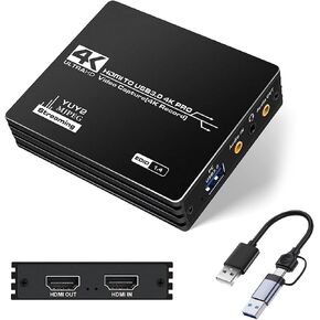 4K@60Hz HDMI Capture Card, Audio Video Capture Card with Microphone 4K 60fps USB3.0, Support 4K Recording/YUY2 Format, Video Recorder for Nintendo Switch/PS5/Xbox/OBS/Camera/PC, Gaming/Live Streaming in Saudi Arabia