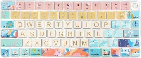 Keyboard Cover Skin for 2021 Apple iMac Magic Keyboard (Model: A2449) with Touch ID, Cute Printing Waterproof Silicone Keyboard Protector, Red Flower in Saudi Arabia