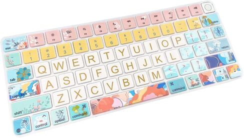 Keyboard Cover Skin for 2021 Apple iMac Magic Keyboard (Model: A2449) with Touch ID, Cute Printing Waterproof Silicone Keyboard Protector, Red Flower in Saudi Arabia