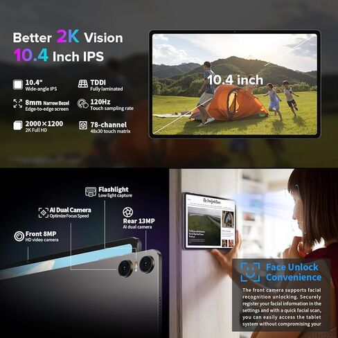 تابلت TECLAST Android 13 مقاس 10.4 بوصة، T40Air 16GB+256GB Tablet، 1TB توسيع، معالج ثماني النواة Android Tablet، 2000 * 1200 FHD، 2.4G/5G WiFi، 7200mAh، شاحن PD سريع، GPS، كاميرا مزدوجة 5MP+13 MP in Kuwait