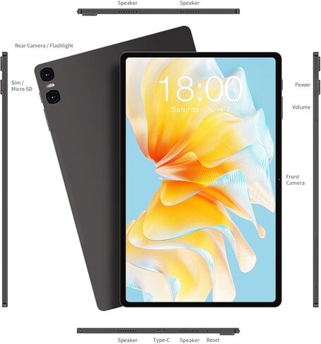 تابلت TECLAST Android 13 مقاس 10.4 بوصة، T40Air 16GB+256GB Tablet، 1TB توسيع، معالج ثماني النواة Android Tablet، 2000 * 1200 FHD، 2.4G/5G WiFi، 7200mAh، شاحن PD سريع، GPS، كاميرا مزدوجة 5MP+13 MP in Kuwait