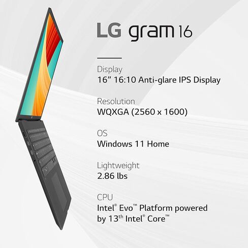 لاب توب ال جي جرام (2022) 16Z90Q شاشة 16 بوصة، انتل ايفو الجيل الثاني عشر كور i7، ذاكرة الوصول العشوائي 16 جيجا، 256 جيجا اس اس دي، ويندوز 11، اسود in Kuwait