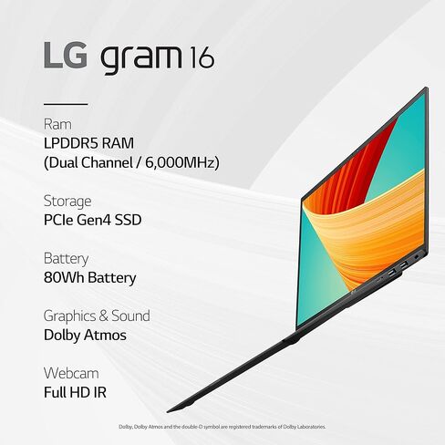 لاب توب ال جي جرام (2022) 16Z90Q شاشة 16 بوصة، انتل ايفو الجيل الثاني عشر كور i7، ذاكرة الوصول العشوائي 16 جيجا، 256 جيجا اس اس دي، ويندوز 11، اسود in Kuwait