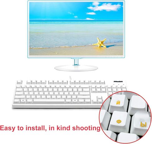 2 Pack Transparent Russian Keyboard Stickers,Russian Keyboard Replacement Sticker with Transparent Background and Red Lettering,Each Unit: 0.43" x 0.51" -Matte in Kuwait