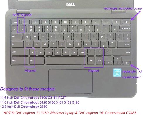Keyboard Skin Compatible Dell Chromebook 11 3100 3120 3180 3181 3189 5190 & 13.3" Dell Chromebook 3380 (NOT Compatible Inspiron 11 3180 Windows Laptop & Inspiron 14" Chromebook C7486) Purple in Saudi Arabia