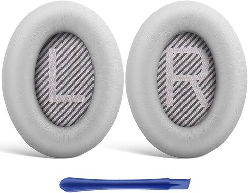 تي تيرسيلي وسائد اذن بديلة لسماعات بوز كوايت كومفورت 35 II/45 (QC35/QC45/QC35 II)، كاملة مع حواف على شكل QC35 مع حروف "L وR" QC2 QC15 QC25 ساوند ترو (رمادي) in Kuwait
