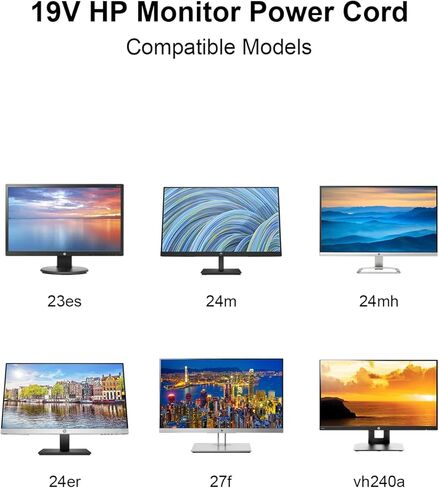 محول تيار متردد لشاشة HP 19 فولت 65 وات لـ HP Pavilion 22cwa 25vx 22bw 23bw 23cw 24ea 24es 25bw 25es 25xw 27bw 27xi 27er، شاشة HP 20 21.5 23 23.8 25 بوصة IPS LED بإضاءة خلفية كاملة الوضوح in Kuwait