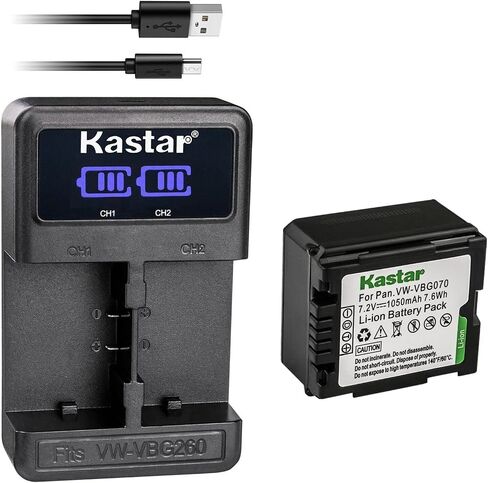 بطارية Kastar 2-Pack VW-VBG070 وشاحن USB LED2 متوافق مع باناسونيك AG-HMC45A AG-HMC70 AG-HMC70U AG-HMC73MC AG-HMC80 AG-HMC83MC AG-HMC150 AG-HMC151E AG-HMC153MC AG-HMC155 AG-HMR10 in Kuwait