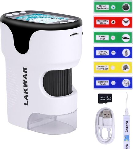 لاكوار مجهر رقمي محمول باليد للاطفال والكبار، مجهر جيب محمول 1000X مع شاشة HD 2 انش، مجهر صغير مع صور وفيديو مع بطاقة SD 32G in Kuwait