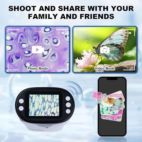 لاكوار مجهر رقمي محمول باليد للاطفال والكبار، مجهر جيب محمول 1000X مع شاشة HD 2 انش، مجهر صغير مع صور وفيديو مع بطاقة SD 32G in Kuwait