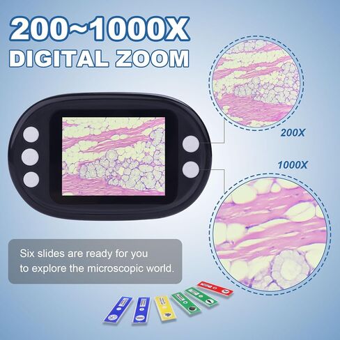 لاكوار مجهر رقمي محمول باليد للاطفال والكبار، مجهر جيب محمول 1000X مع شاشة HD 2 انش، مجهر صغير مع صور وفيديو مع بطاقة SD 32G in Kuwait
