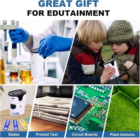 لاكوار مجهر رقمي محمول باليد للاطفال والكبار، مجهر جيب محمول 1000X مع شاشة HD 2 انش، مجهر صغير مع صور وفيديو مع بطاقة SD 32G in Kuwait