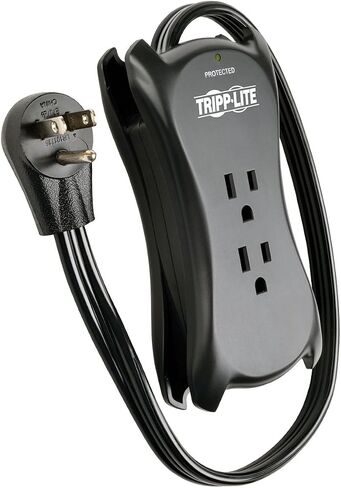 Tripp Lite 3 Outlet Portable Surge Protector Power Strip, 18in Cord, 2 USB, & $25,000 INSURANCE (TRAVELER3USB) Black in Kuwait