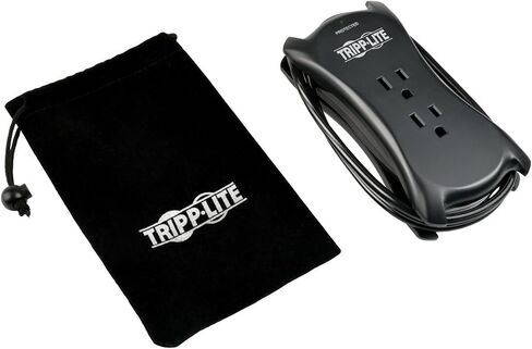 Tripp Lite 3 Outlet Portable Surge Protector Power Strip, 18in Cord, 2 USB, & $25,000 INSURANCE (TRAVELER3USB) Black in Kuwait