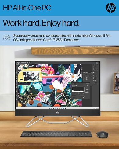 حزمة كمبيوتر HP All-in-One، شاشة FHD Micro-Edge مقاس 27 بوصة، معالج Intel Core i7 من الجيل الثاني عشر، رسومات Iris X، ذاكرة وصول عشوائي سعتها 12 جيجابايت، محرك أقراص SSD سعة 256 جيجابايت، نظام تشغيل Windows 11 Pro، Wi-Fi (27-cb1072، 2022) ) (متجدد) in Kuwait