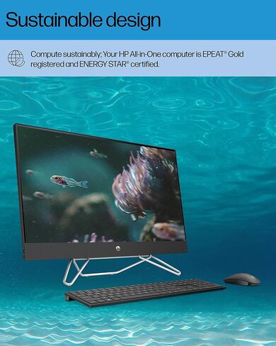 حزمة كمبيوتر HP All-in-One، شاشة FHD Micro-Edge مقاس 27 بوصة، معالج Intel Core i7 من الجيل الثاني عشر، رسومات Iris X، ذاكرة وصول عشوائي سعتها 12 جيجابايت، محرك أقراص SSD سعة 256 جيجابايت، نظام تشغيل Windows 11 Pro، Wi-Fi (27-cb1072، 2022) ) (متجدد) in Kuwait