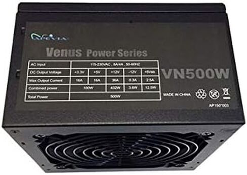 مصدر طاقة APEVIA VN500W Venus ATX مع مروحة 120 مم يتم التحكم فيها حراريًا تلقائيًا، ومفتاح 115/230 فولت، وجميع وسائل الحماية in Saudi Arabia