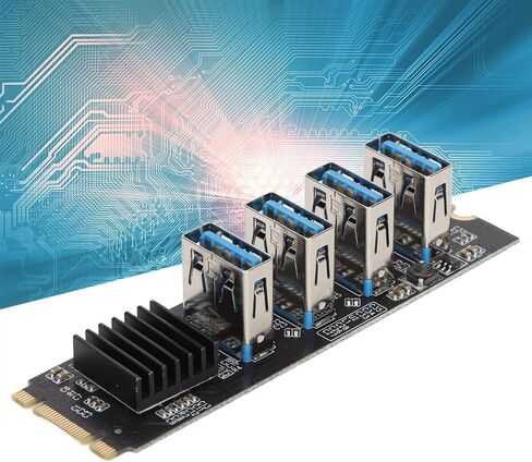 M.2 NVME to PCIE 1X Riser Card with 4 PCIE X1 Ports Extended and Connected Directly to The Motherboard with Aluminum Heatsink Suitable for Dos, Linux, Win in Saudi Arabia