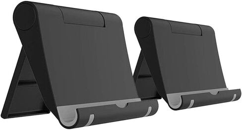 Cell Phone Stand for Desk Foldable, 2 Pack Desk Phone Holder Stand for Office Kitchen Travel, Mobile Phone Stand for iPhone Stand Phone Dock Cradle Compatible with iPad Switch, All Smartphone (Black) in Saudi Arabia