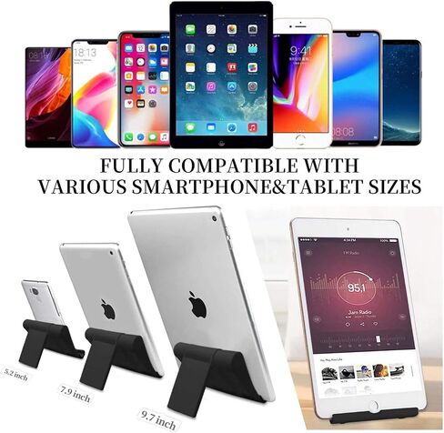 Cell Phone Stand for Desk Foldable, 2 Pack Desk Phone Holder Stand for Office Kitchen Travel, Mobile Phone Stand for iPhone Stand Phone Dock Cradle Compatible with iPad Switch, All Smartphone (Black) in Saudi Arabia