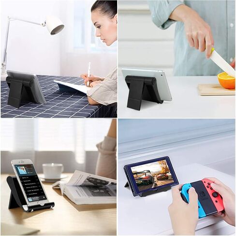 Cell Phone Stand for Desk Foldable, 2 Pack Desk Phone Holder Stand for Office Kitchen Travel, Mobile Phone Stand for iPhone Stand Phone Dock Cradle Compatible with iPad Switch, All Smartphone (Black) in Saudi Arabia