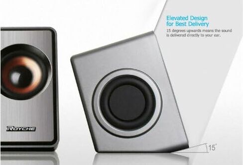 ROYCHE MR-1200 USB Powered Speaker 2ch 3D Stereo Laptop, Desktop, Tablet - gray in Kuwait