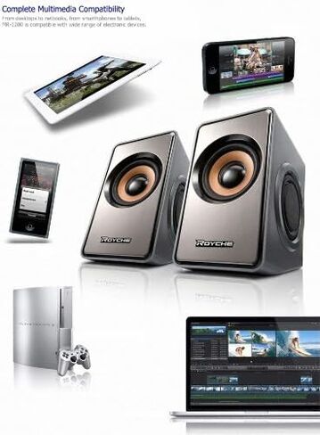 ROYCHE MR-1200 USB Powered Speaker 2ch 3D Stereo Laptop, Desktop, Tablet - gray in Kuwait