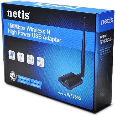 نيتس محول USB لاسلكي WW2505 N150 عالي الطاقة 500 مللي واط مع هوائي عالي الكسب 5 ديسيبل قابل للفصل، شريحة تعريف رالينك RT3070 in Kuwait