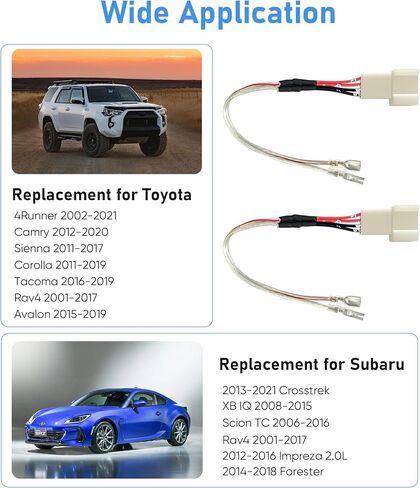 استبدال قابس توصيل الأسلاك الأمامية للباب الخلفي للسيارة Toyota 2000-2019 Camry 4Runner Tundra FJ Cruiser، Subaru WRX STI 2012-2019، كابل محول سلك مكبر الصوت Mitsubishi 2002-2020، 4 قطع in Kuwait