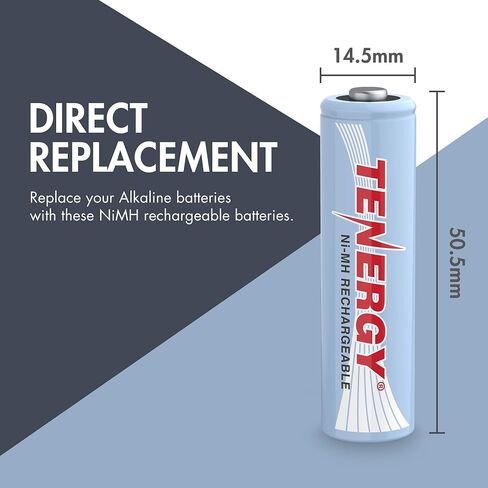 بطارية Tenergy AA قابلة لإعادة الشحن، بطارية NiMH AA عالية السعة 2500 مللي أمبير في الساعة، بطاريات 1.2 فولت مزدوجة A، 60 حزمة in Kuwait