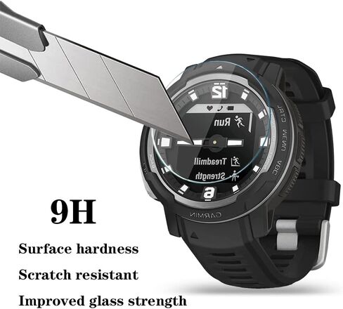 SHUAXI Watch Screen Protector (3+1Pack) Compatible for Garmin Instinct Crossover Solar, Tempered Glass Film Anti-Scratch High Definition Full Coverage and Soft TPU Protective Case in Saudi Arabia