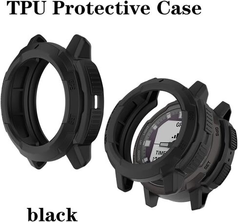 SHUAXI Watch Screen Protector (3+1Pack) Compatible for Garmin Instinct Crossover Solar, Tempered Glass Film Anti-Scratch High Definition Full Coverage and Soft TPU Protective Case in Saudi Arabia