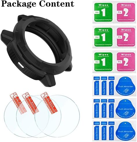 SHUAXI Watch Screen Protector (3+1Pack) Compatible for Garmin Instinct Crossover Solar, Tempered Glass Film Anti-Scratch High Definition Full Coverage and Soft TPU Protective Case in Saudi Arabia