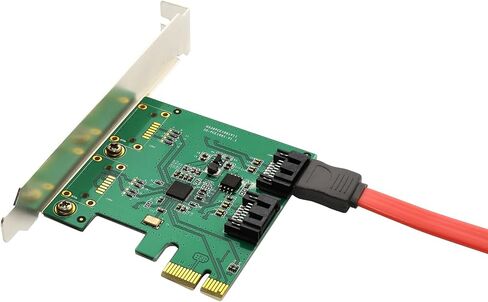 بطاقة تحكم اي او كريست بمنفذين PCI-E 2.0 × 1 ساتا III 6 جيجابايت في الثانية مع هايبردو - محول وحدة تحكم ساتا 3 بمنفذ PCIe ASM1061R مع دعامة منخفضة in Saudi Arabia