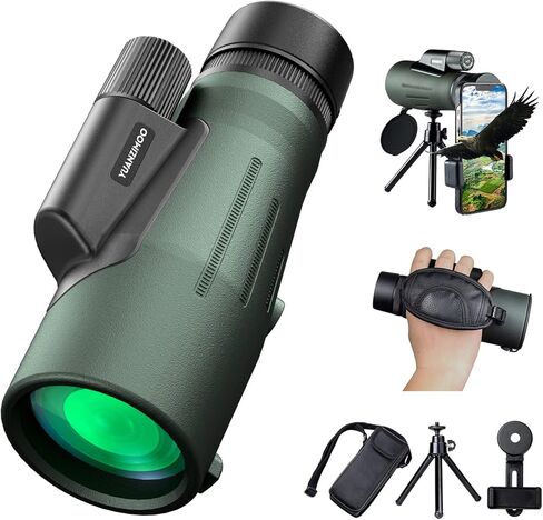 YUANZIMOO 10x56 Monocular with Smartphone Adapter Tripod Waterproof Monocular Telescope for Smartphone Monoculars for Hunting Stargazing Bird Watching in Kuwait
