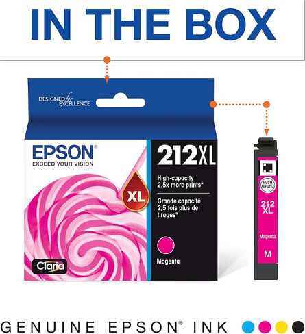 EPSON 212 Claria Ink High Capacity Magenta Cartridge (T212XL320-S) Works with WorkForce WF-2830, WF-2850, Expression XP-4100, XP-4105 in Saudi Arabia