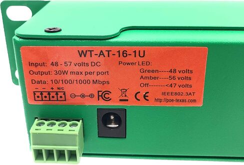 PoE Texas - حاقن Gigabit PoE ذو 16 منفذًا مع اثنين من مصادر الطاقة والصواني UL بقدرة 56 فولت 120 وات - متوافق مع أجهزة 802.3at in Kuwait