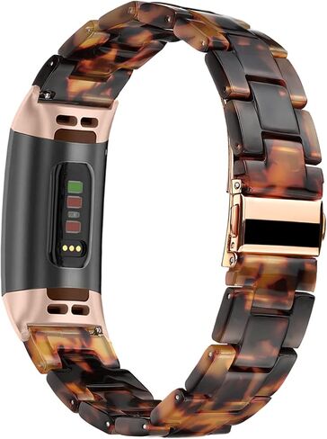 Wongeto Resin Bands Compatible for Fitbit Charge 4 / Charge 3 Bands and Charge 3 SE Band，Replacement Wrist Accessory Rose Gold Buckle Fitness Bands Straps Bracelet Wristbands Women Men (Pear white) in Kuwait