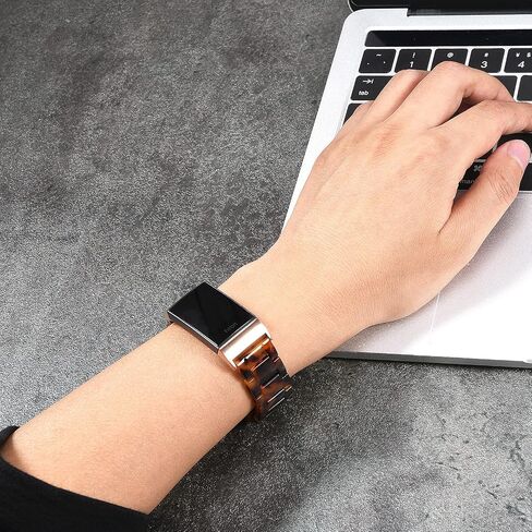 Wongeto Resin Bands Compatible for Fitbit Charge 4 / Charge 3 Bands and Charge 3 SE Band，Replacement Wrist Accessory Rose Gold Buckle Fitness Bands Straps Bracelet Wristbands Women Men (Pear white) in Kuwait