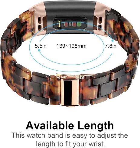 Wongeto Resin Bands Compatible for Fitbit Charge 4 / Charge 3 Bands and Charge 3 SE Band，Replacement Wrist Accessory Rose Gold Buckle Fitness Bands Straps Bracelet Wristbands Women Men (Pear white) in Kuwait